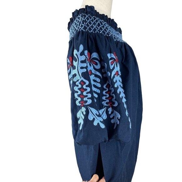 Zara womens top 32" long on /off shoulder big embroidered balloon sleeves - Picture 2 of 4